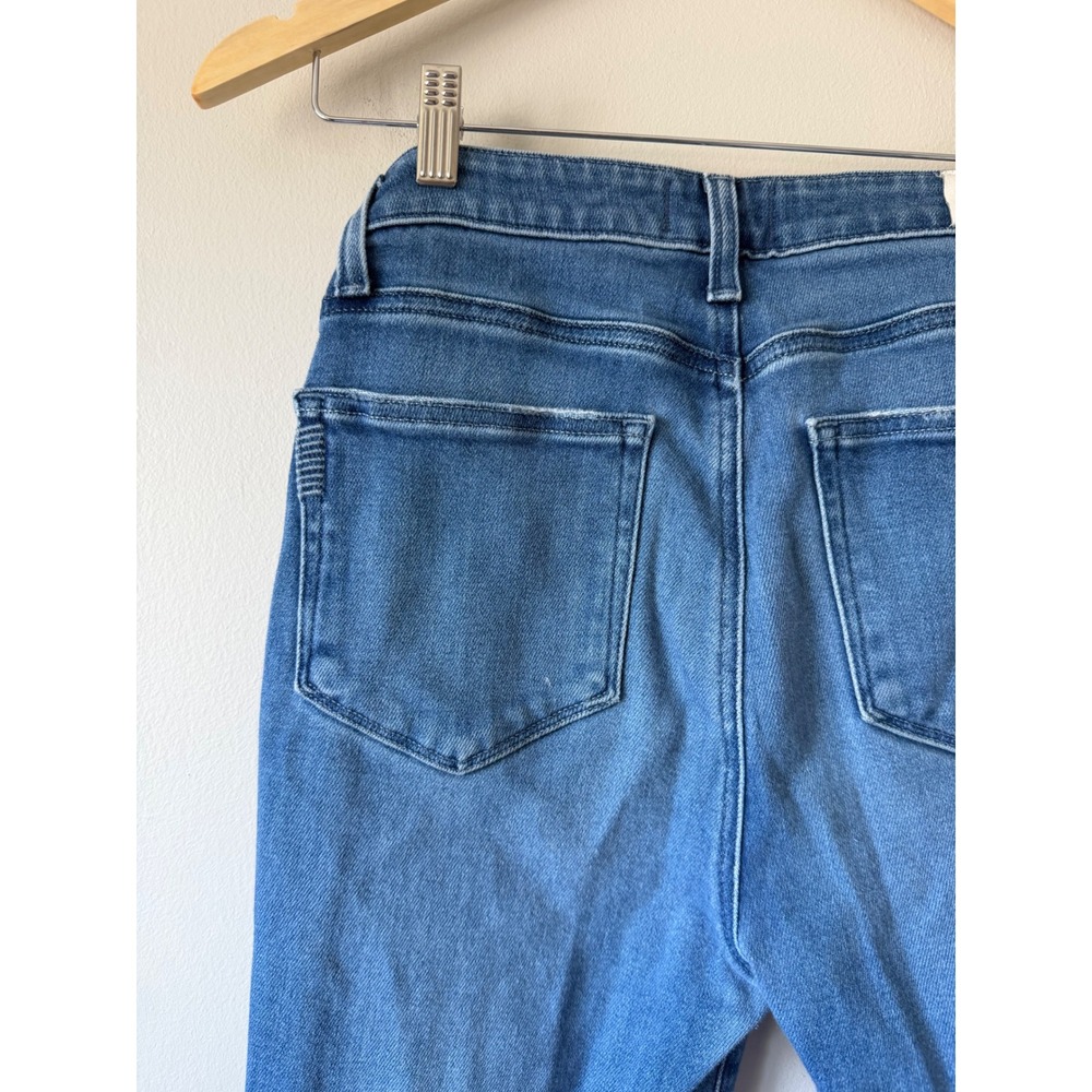 PAIGE Claudine High Rise Ankle Flare Jeans Medium Blue Raw Hem Size 29 - Picture 11 of 13